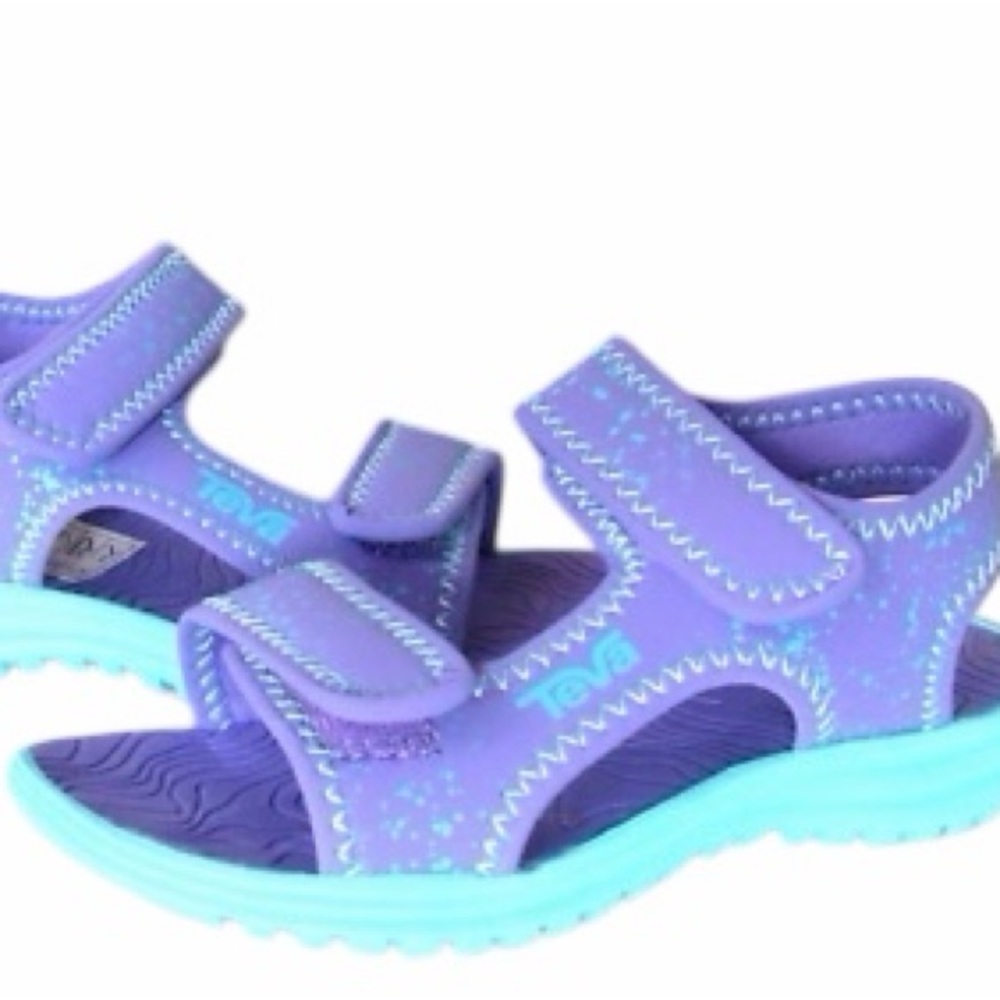 Teva J Tidepool Purple Scuba Splatter Unisex Sandals- Purple & Teal - Size 7